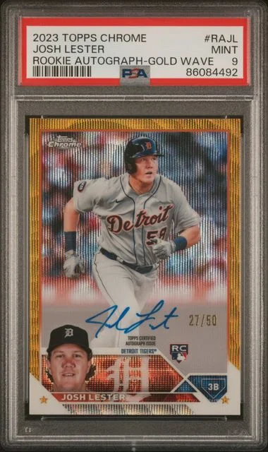 2023 Topps Chrome Josh Lester Autograph Gold Wave #RAJL card image