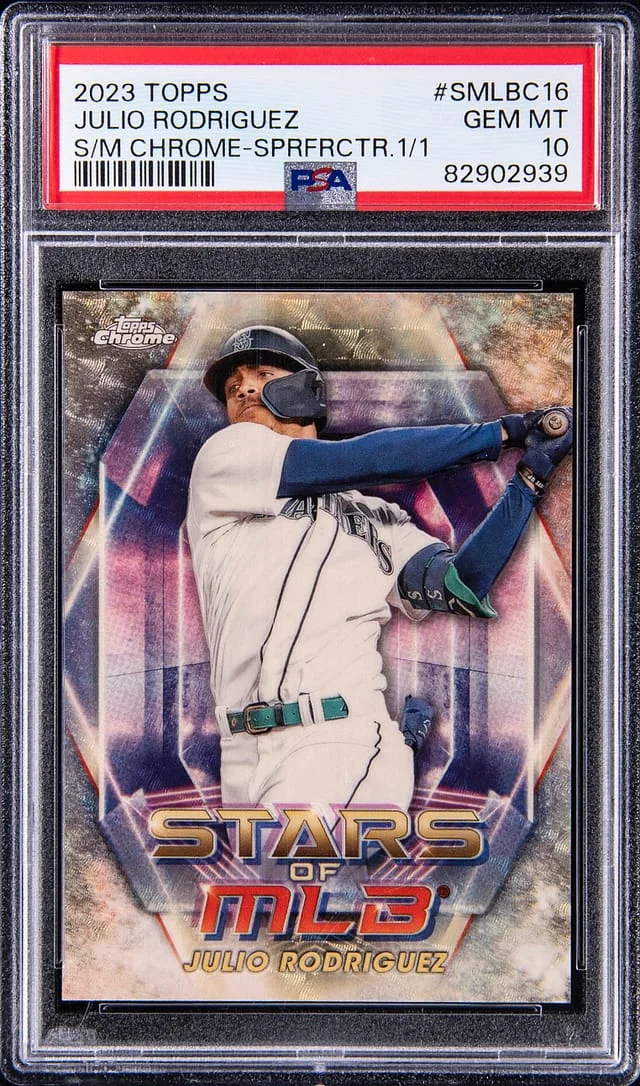 2023 Topps Chrome Julio Rodriguez Stars Of MLB SuperFractor #SMLBC-16 card image
