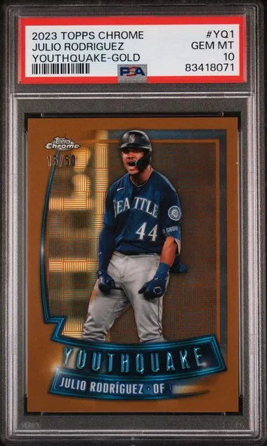 2023 Topps Chrome Julio Rodriguez Youthquake Gold #YQ1 card image