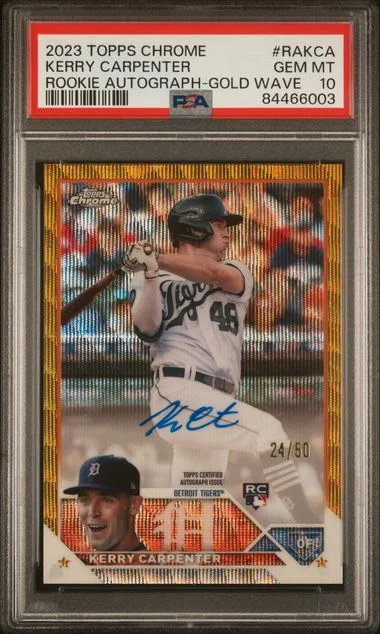 2023 Topps Chrome Kerry Carpenter Autograph Gold Wave #RA-KCA card image