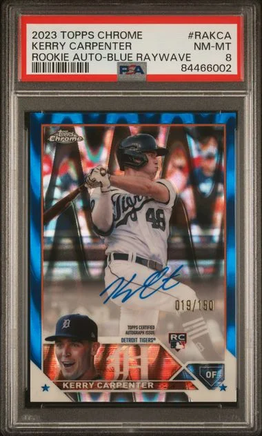 2023 Topps Chrome Kerry Carpenter Autograph Blue Raywave #RAKCA card image