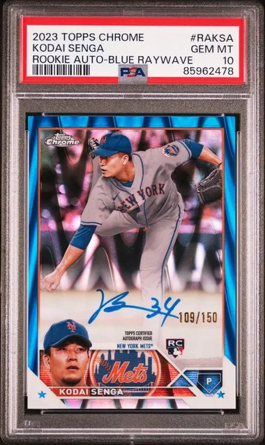 2023 Topps Chrome Kodai Senga Autograph Blue Raywave #RAK-SA card image