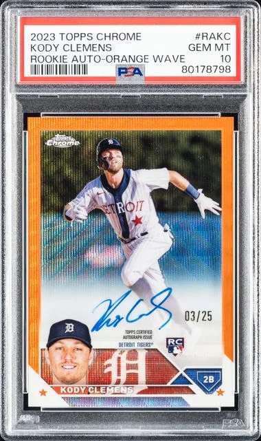 2023 Topps Chrome Kody Clemens Autograph Orange Wave #RAKC card image