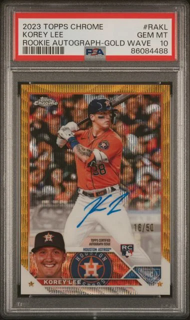 2023 Topps Chrome Korey Lee Autograph Gold Wave #RA-KL card image