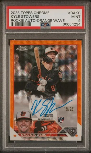 2023 Topps Chrome Kyle Stowers Autograph Orange Wave #RAKS card image