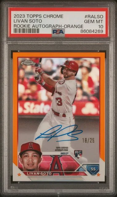 2023 Topps Chrome Livan Soto Autograph Orange Wave #RALSO card image