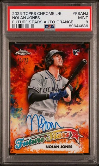 2023 Topps Chrome Logofractor Nolan Jones Edition Future Stars Autographs Orange #FSA-NJ card image