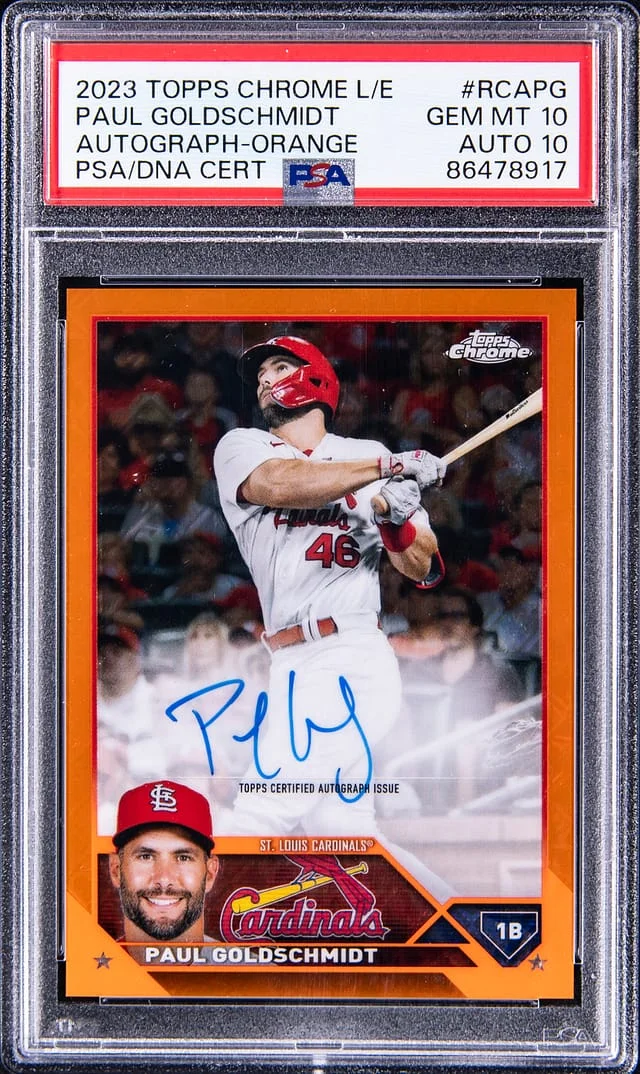 2023 Topps Chrome Logofractor Paul Goldschmidt Edition Autograph Orange #RCAPG card image