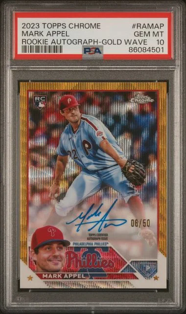 2023 Topps Chrome Mark Appel Autograph Gold Wave #RAMAP card image