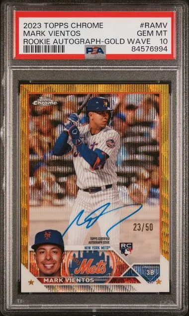 2023 Topps Chrome Mark Vientos Autograph Gold Wave #RA-MV card image