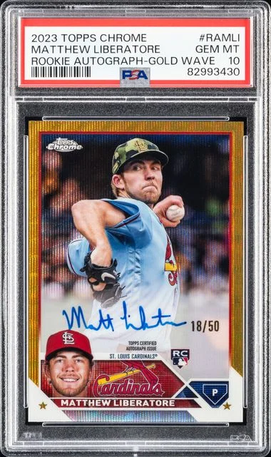 2023 Topps Chrome Matthew Liberatore Autograph Gold Wave #RAM-LI card image