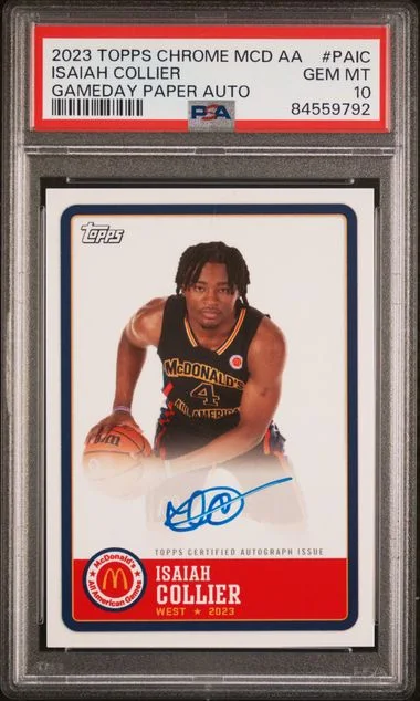 2023 Topps Chrome Mcdonald's All-American Gameday Paper Autographs Paic Isaiah Collier #no-number card image