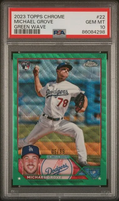 2023 Topps Chrome Michael Grove Green Wave #22 card image