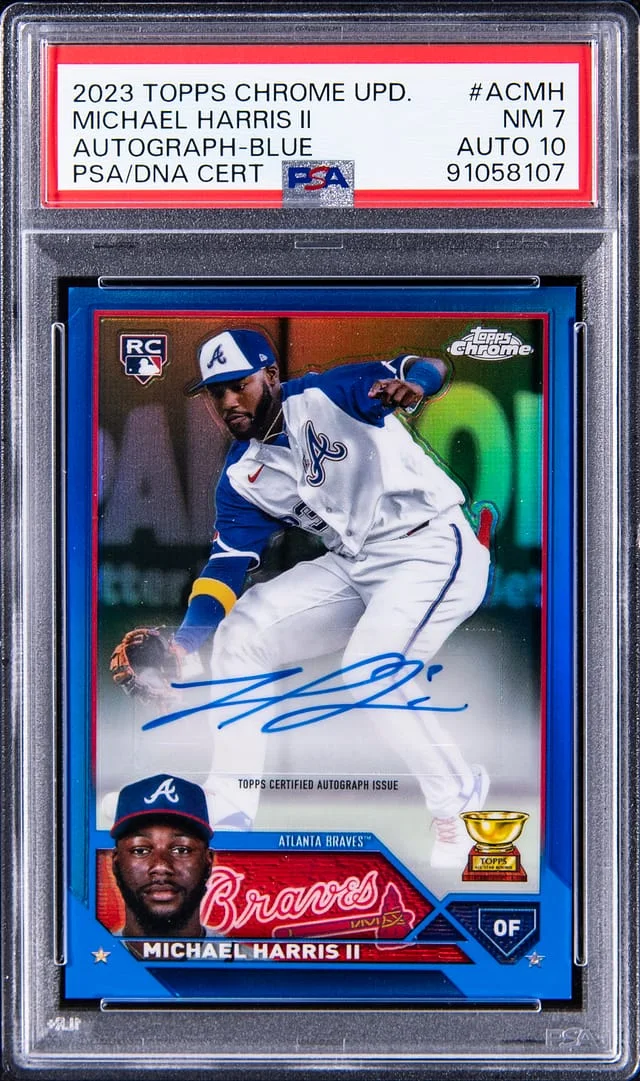 2023 Topps Chrome Michael Harris II Autographs Blue Refractor #AC-MH card image