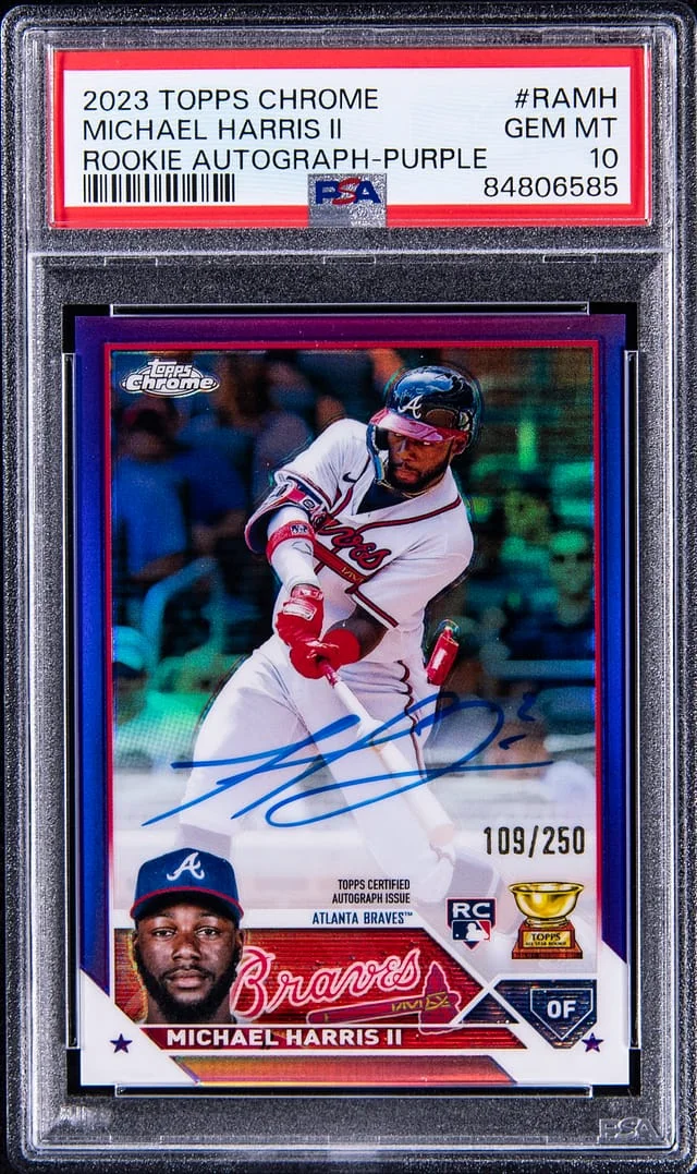 2023 Topps Chrome Michael Harris Autograph Purple Refractor #RA-MH card image