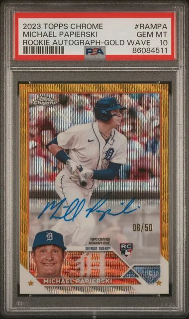 2023 Topps Chrome Michael Papierski Autograph Gold Wave #RA-MPA card image