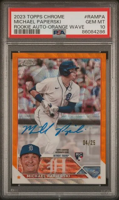 2023 Topps Chrome Michael Papierski Autograph Orange Wave #RAMPA card image