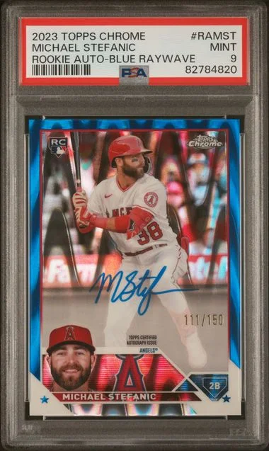 2023 Topps Chrome Michael Stefanic Autograph Blue Raywave #RAMST card image