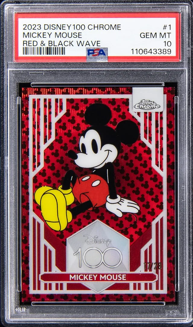2023 Topps Chrome Mickey Mouse Disney 100 Red & Black Wave #1 card image