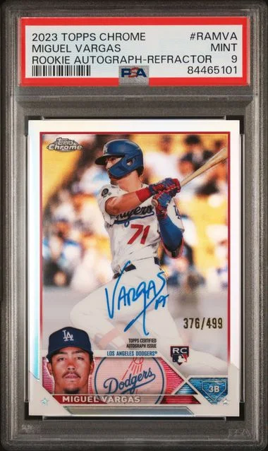 2023 Topps Chrome Miguel Vargas Autograph Gold Wave #RAMVA card image