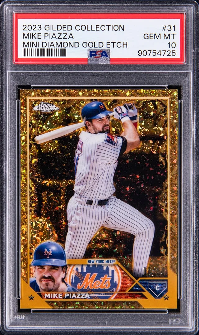2023 Topps Chrome Mike Piazza Gilded Age Mini Diamond Gold Etch #31 card image