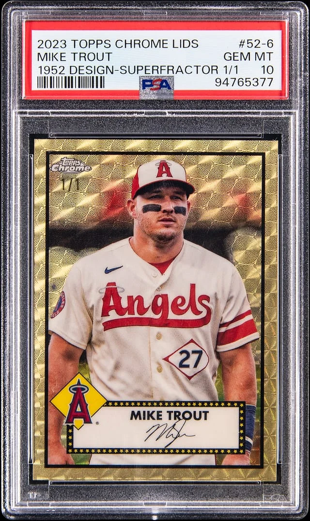2023 Topps Chrome Mike Trout Lids 1952 Design Superfractor #52-6 card image