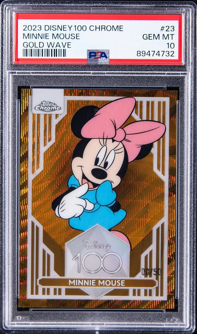 2023 Topps Chrome Minnie Mouse Disney100 Gold Wave Refractor #23 card image