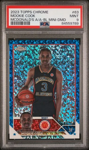 2023 Topps Chrome Mookie Cook Mcdonald's All-American Blue Mini-Diamond #63 card image
