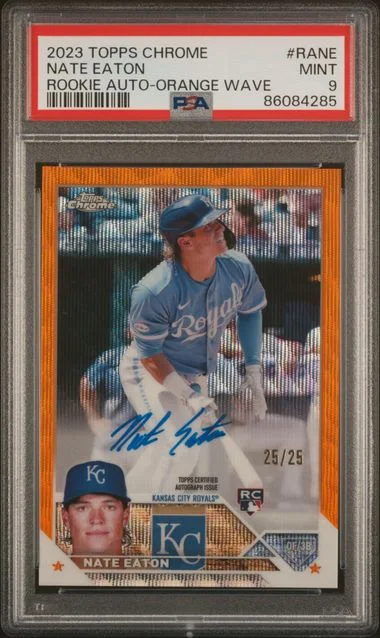 2023 Topps Chrome Nate Eaton Autograph Orange Wave #RA-NE card image