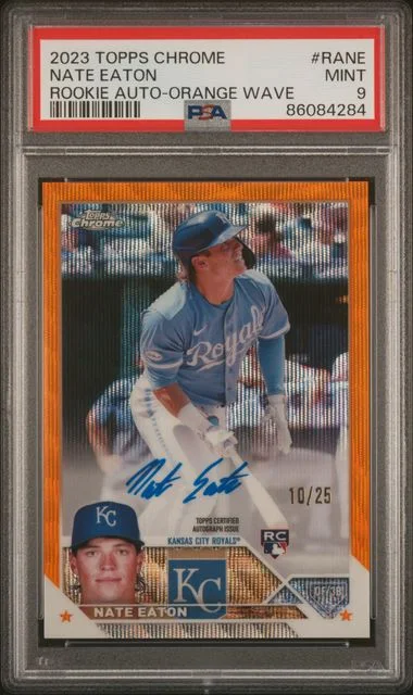 2023 Topps Chrome Nate Eaton Autograph Gold Wave #RANE card image