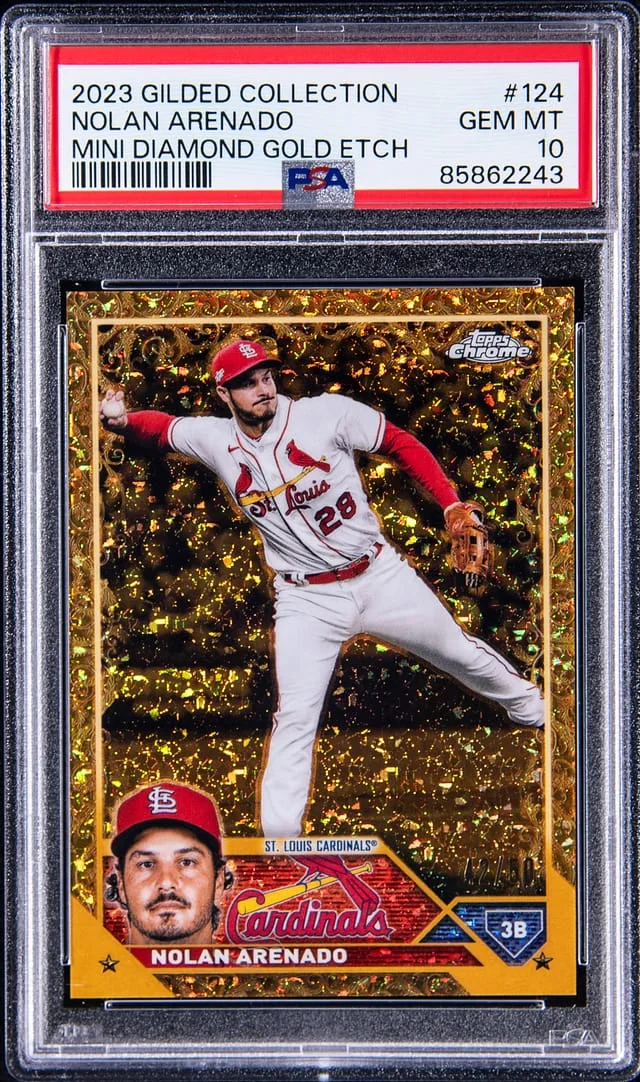2023 Topps Chrome Nolan Arenado Gilded Collection Mini Diamond Gold Etch #124 card image