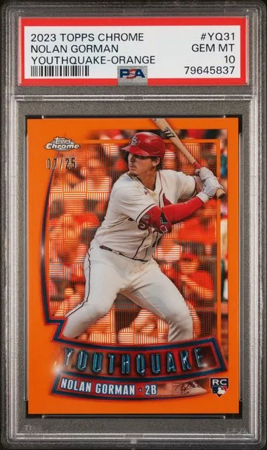 2023 Topps Chrome Nolan Gorman Youthquake Orange #YQ-31 card image