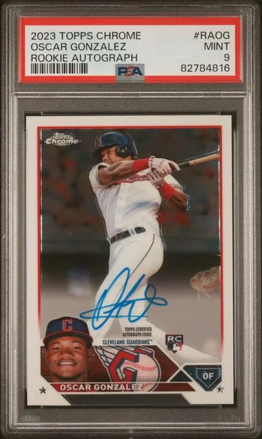 2023 Topps Chrome Oscar Gonzalez Autograph #RAOG card image
