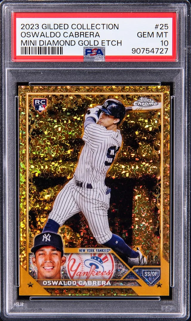 2023 Topps Chrome Oswaldo Cabrera Gilded Collection Mini Diamond Gold Etch #25 card image