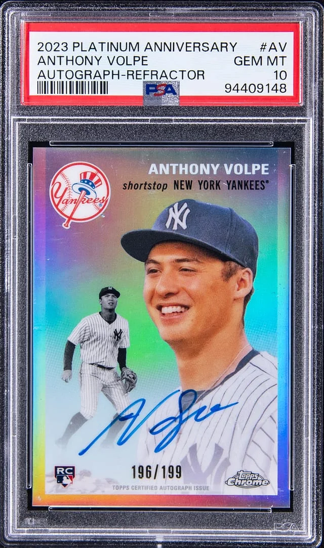 2023 Topps Chrome Platinum Anniversary Anthony Volpe Autograph-Refractor #AV card image
