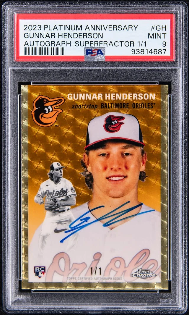2023 Topps Chrome Platinum Anniversary Gunnar Henderson Autograph SuperFractor #CPA-GH card image