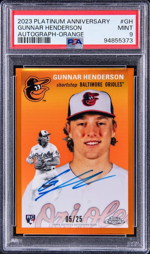 2023 Topps Chrome Platinum Anniversary Gunnar Henderson Autograph-Orange #GH card image
