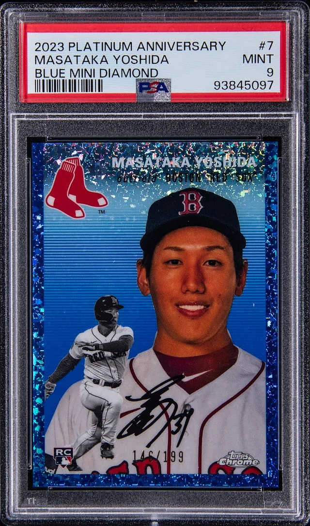 2023 Topps Chrome Platinum Anniversary Masataka Yoshida Blue Mini Diamond #7 card image