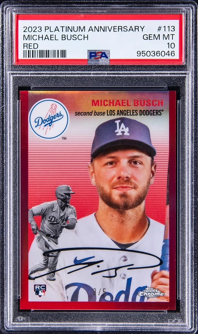 2023 Topps Chrome Platinum Anniversary Michael Busch Red #113 card image