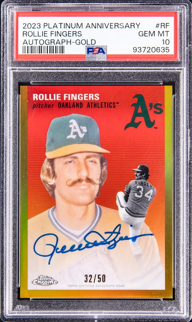 2023 Topps Chrome Platinum Anniversary Rollie Fingers Autograph Gold #RF card image
