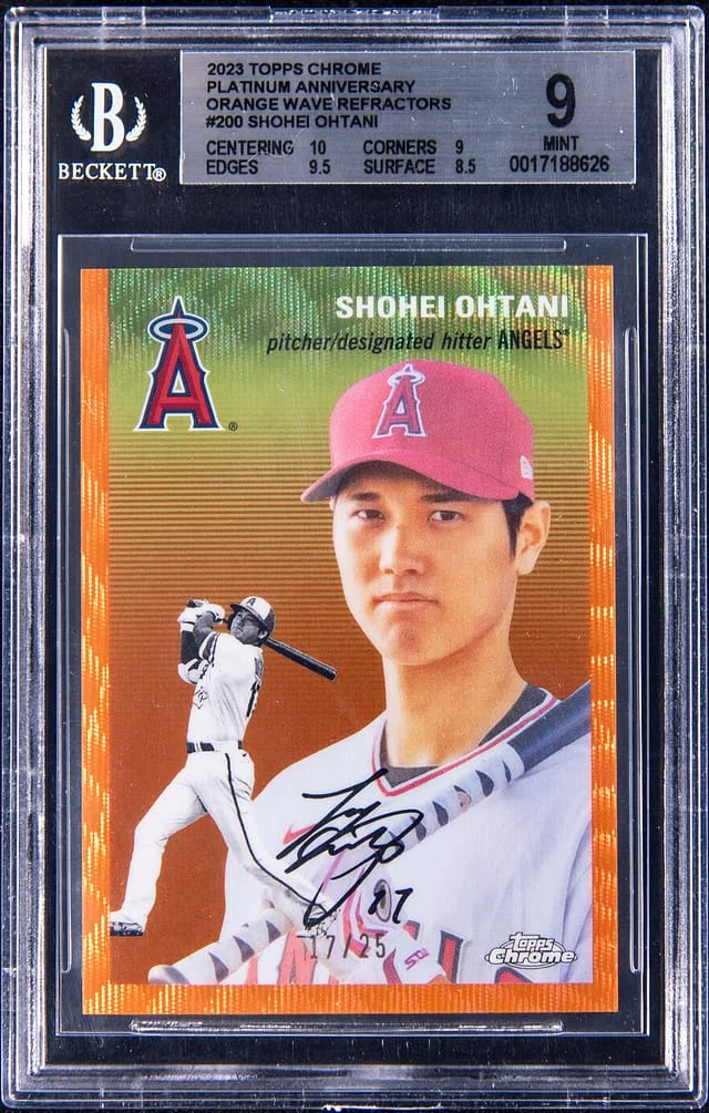 2023 Topps Chrome Platinum Anniversary Shohei Ohtani Orange Wave Refractors #200 card image