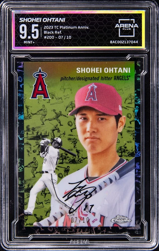 2023 Topps Chrome Platinum Anniversary Shohei Ohtani - AC MINT+ 9.5 Black Refractor #200 card image