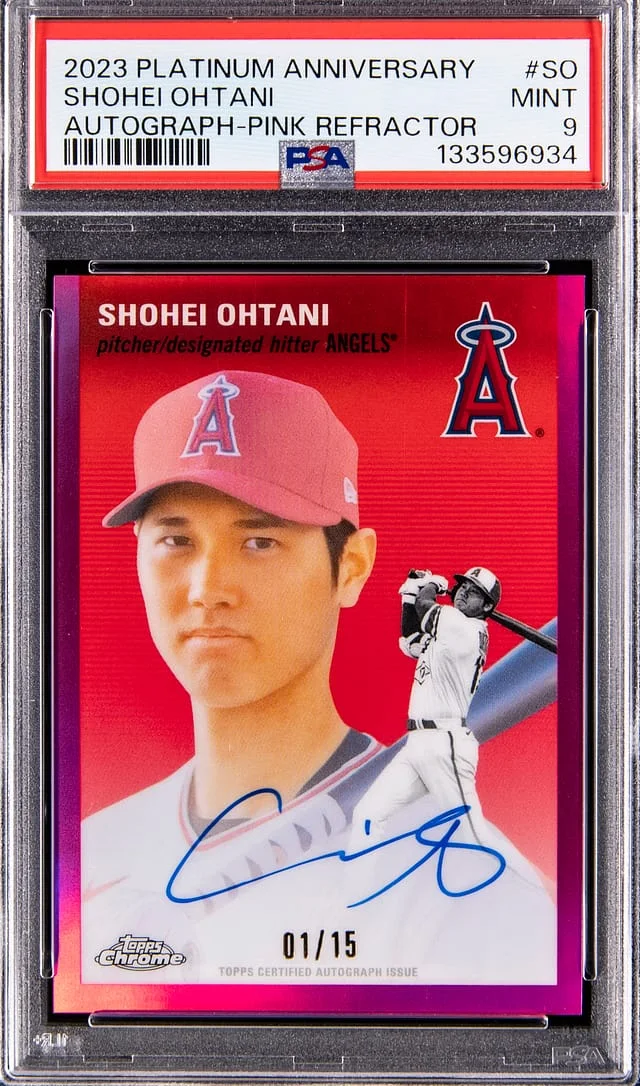 2023 Topps Chrome Platinum Anniversary Shohei Ohtani Autograph Pink Refractor #CPA-SO card image