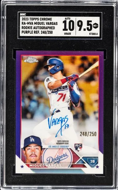 2023 Topps Chrome Ra-Mva Miguel Vargas Autographed Purple Ref. #284/250 card image