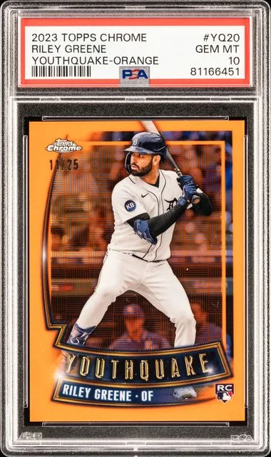 2023 Topps Chrome Riley Greene Youthquake Orange #Yq20 card image