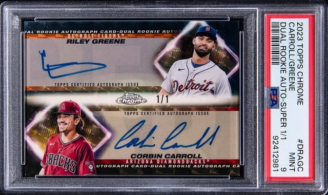 2023 Topps Chrome Riley Greene/Corbin Carroll Dual Autographs SuperFractor #DRA-GC card image