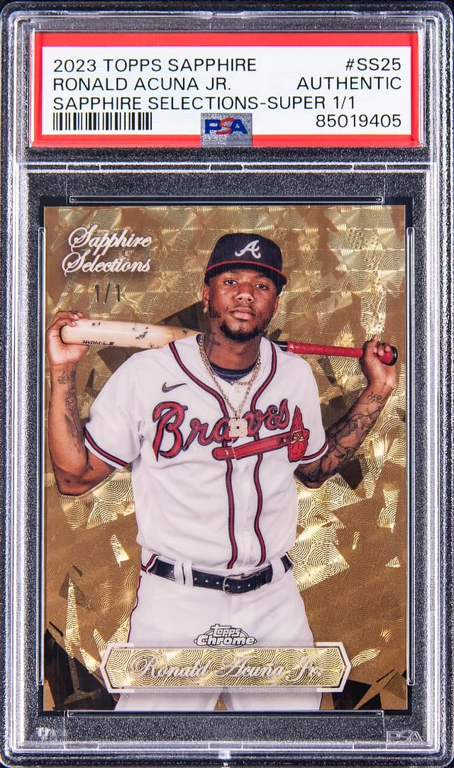 2023 Topps Chrome Sapphire Edition Ronald Acuna Jr. Sapphire Selections SuperFractor #SS-25 card image