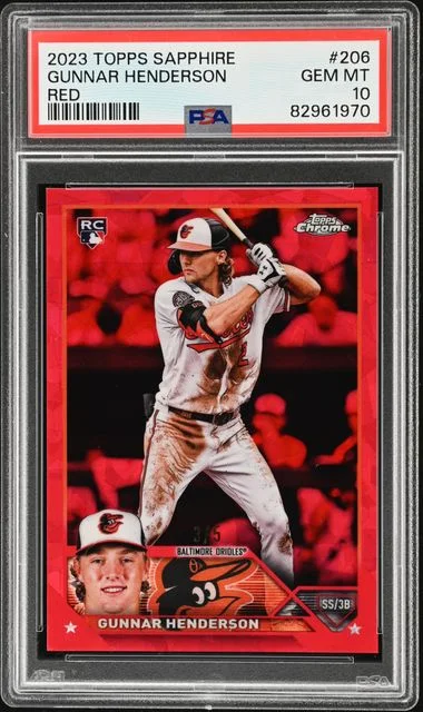 2023 Topps Chrome Sapphire Gunnar Henderson Red #206 card image
