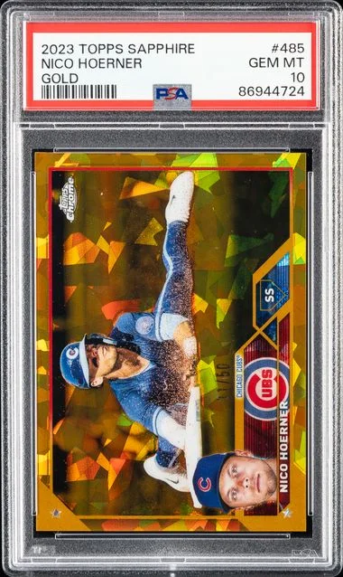 2023 Topps Chrome Sapphire Nico Hoerner Gold #485 card image
