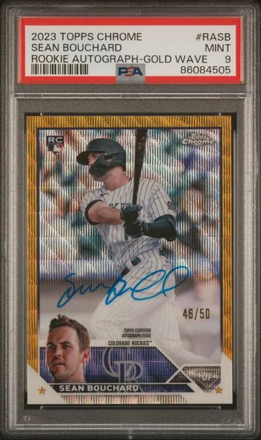 2023 Topps Chrome Sean Bouchard Autograph Gold Wave #RA-SB card image